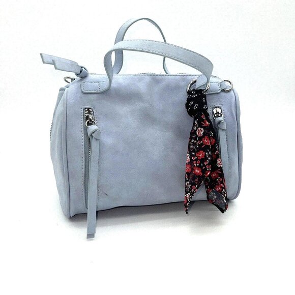 Express Speedy Purse Handbag Vegan Suede Faux Large Multi Top Handle Scarf - Picture 13 of 13